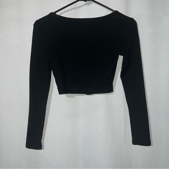 Fensace Womens Button Down Long Sleeve Crop Top Basic Knit Slim Fit Size XS - Picture 3 of 10